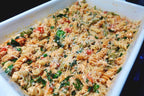 HomeCookVibe Viral Salmon Rotini pan, The 17 Milli, tri-color pasta with salmon, Boursin, and spinach